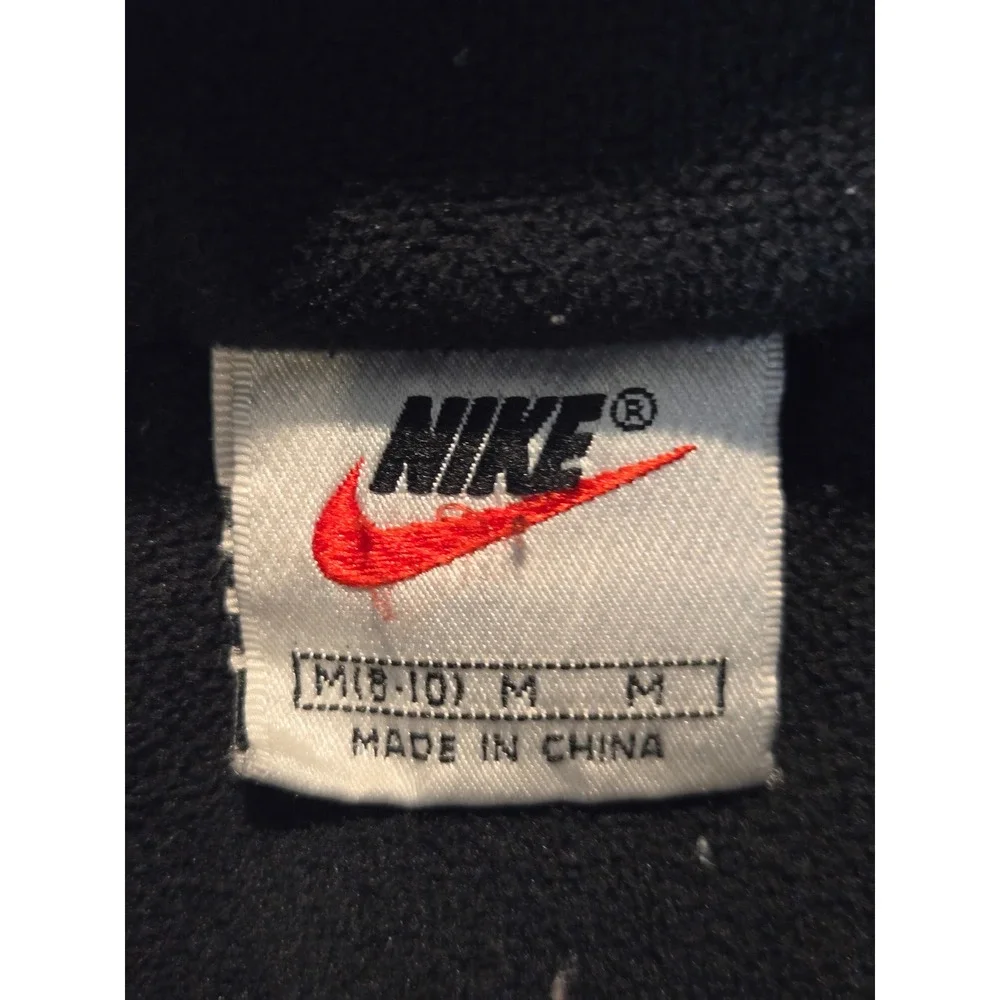 Nike Fleece Sweatshirt Mens Medium Black Vintage Quarter Zip 90s Big Swoosh